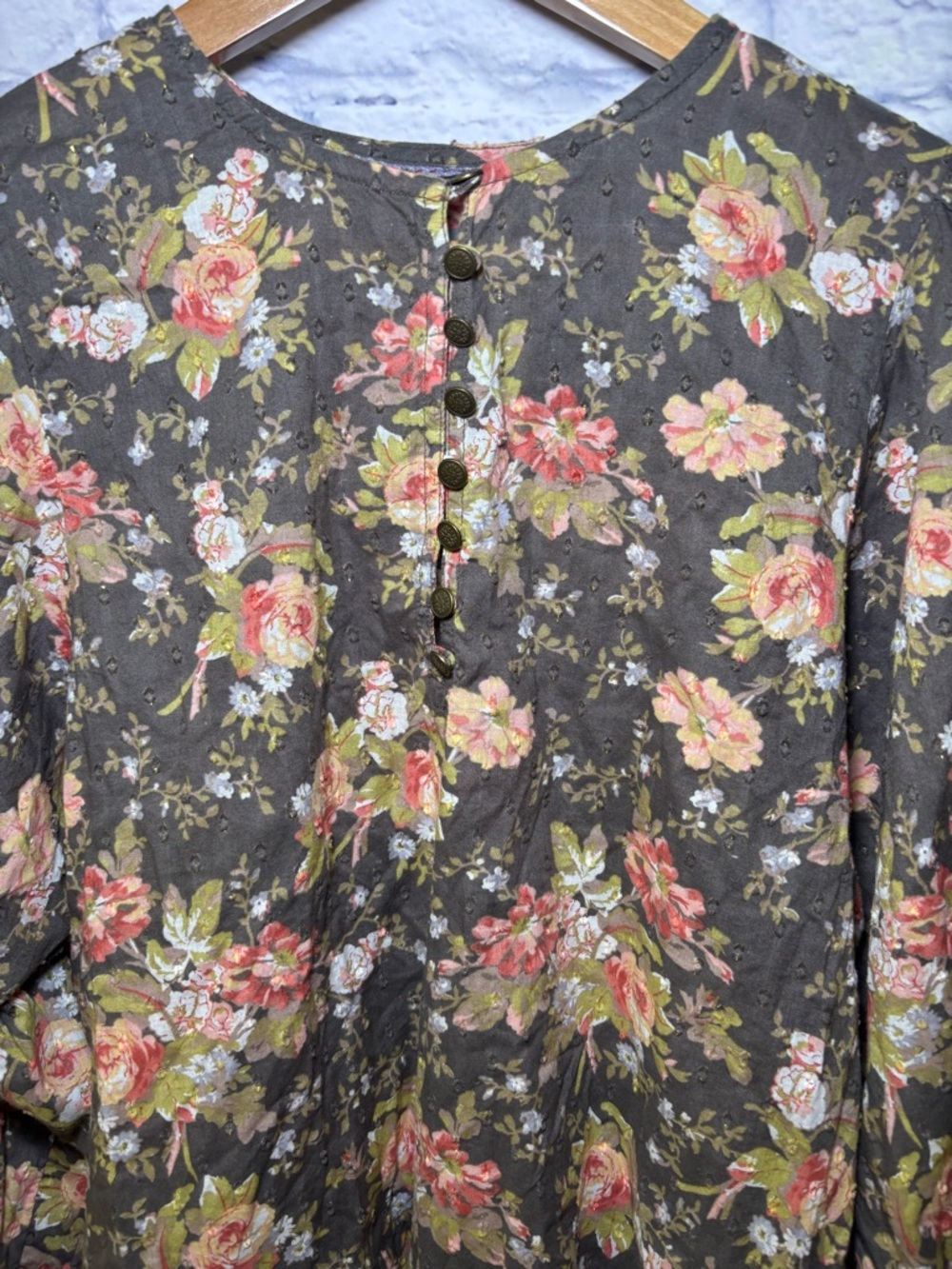Anthropologie Michaela Floral Swiss Dot Long Sleeve Peasant Top Womens Small - Picture 4 of 15